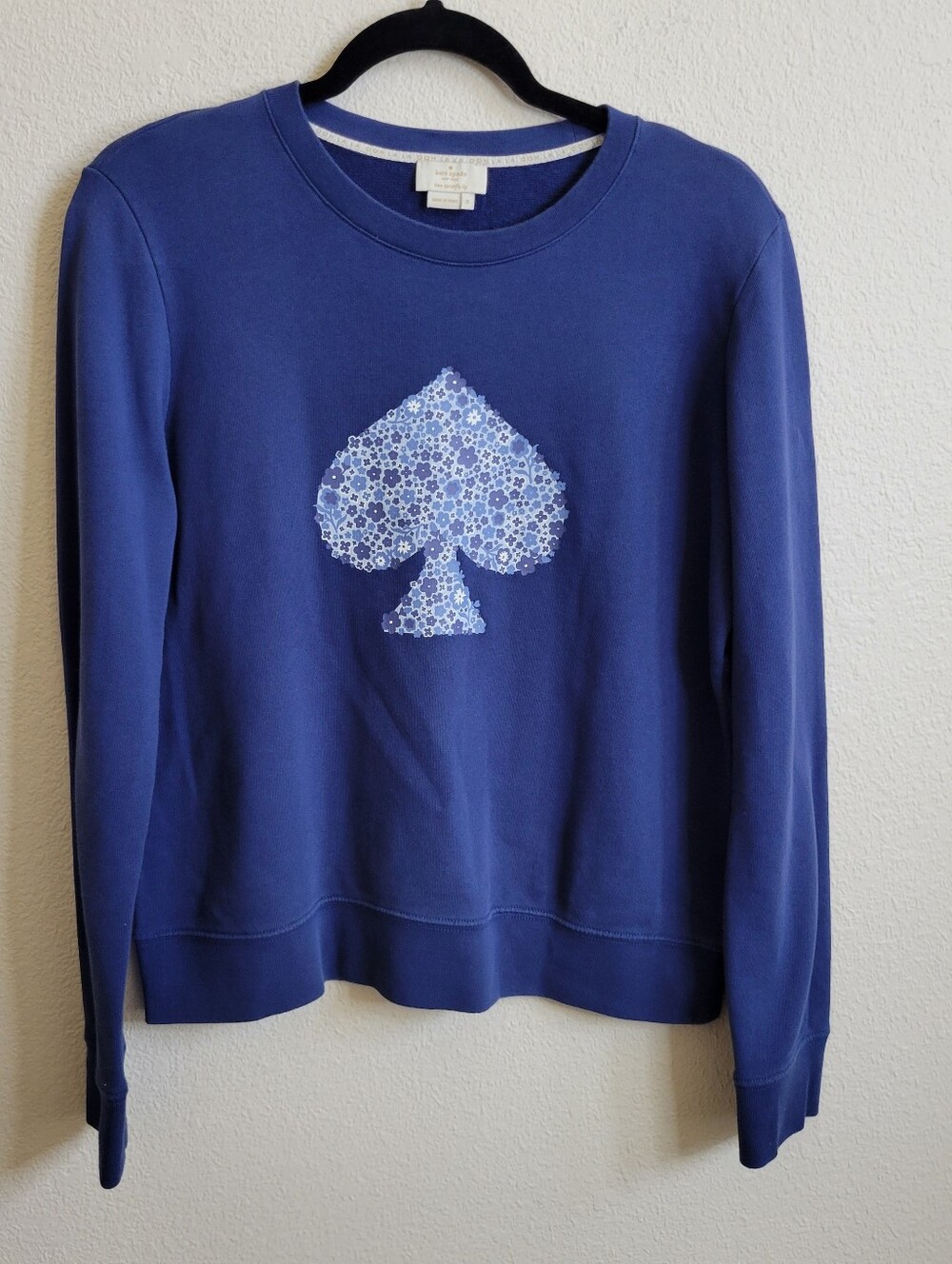 Kate Spade Blue Floral Spade Long Sleeve Sweatshirt Ladies Small.